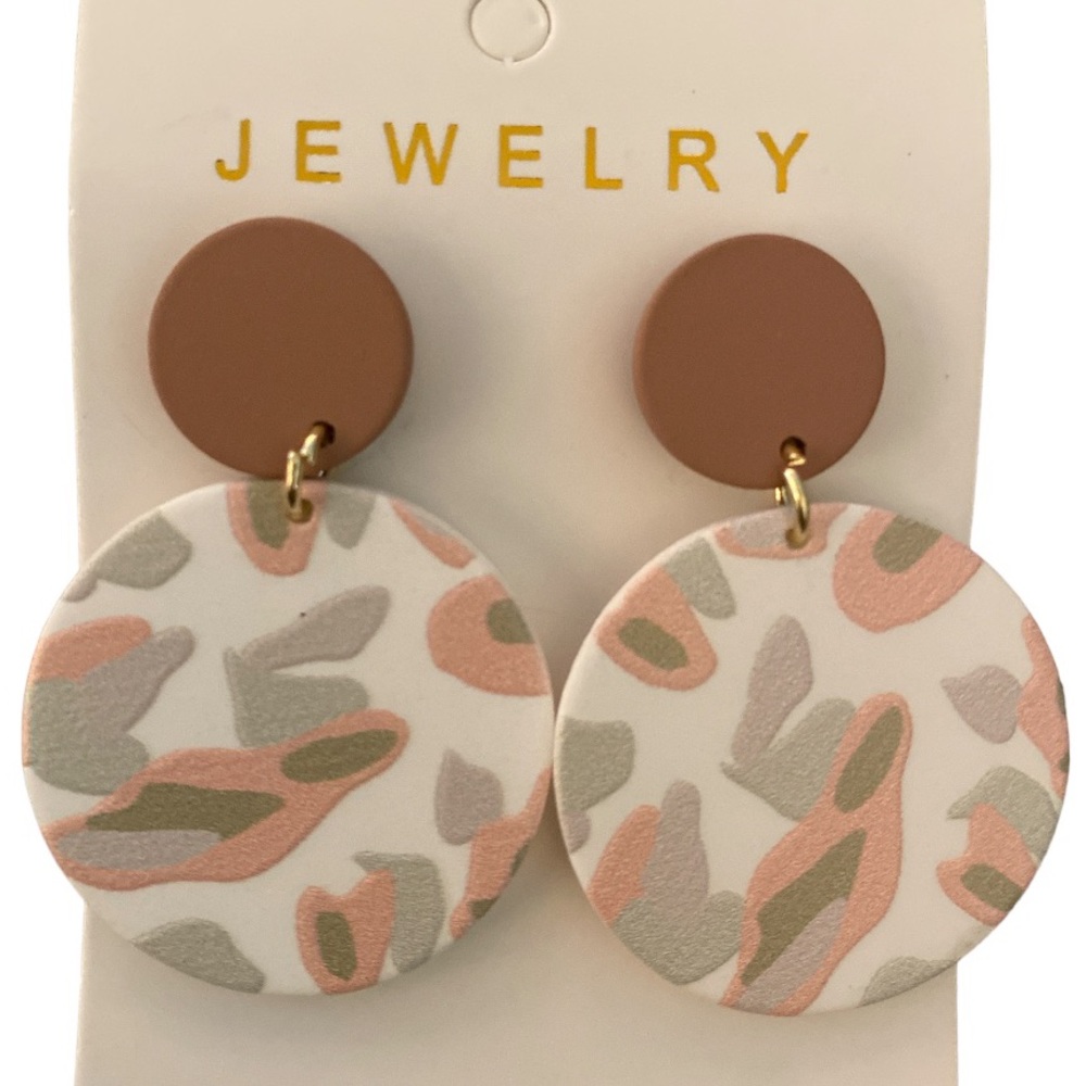 NWT Round Drop Multi Colored Boho Style Earrings